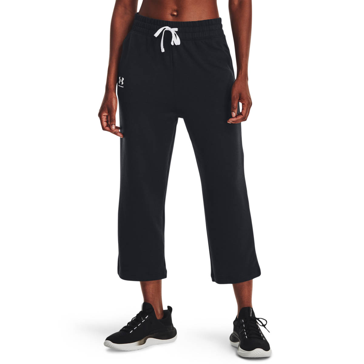 UA RIVAL TERRY FLARE CROP