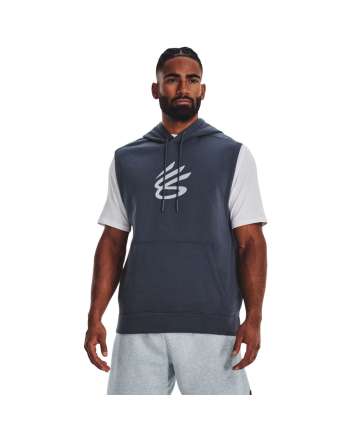 Men's Curry Fleece Sleeveless Hoodie T-Shirt 