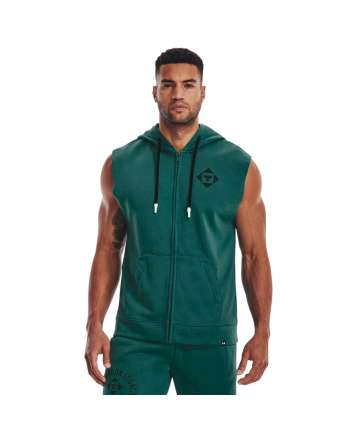 Men's Project Rock Heavyweight Terry Sleeveless Full-Zip Hoodie T-Shirt 