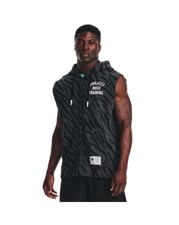 Men's Project Rock Rival Fleece Sleeveless Printed Full-Zip T-Shirt 